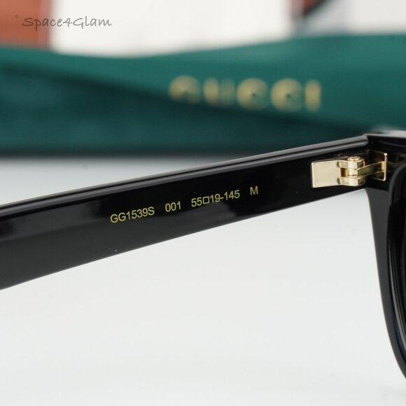 BRAND NEW Gucci GG1539S 001 Black Grey Unisex Rectangle Sunglasses GG 1539S - Picture 6 of 10
